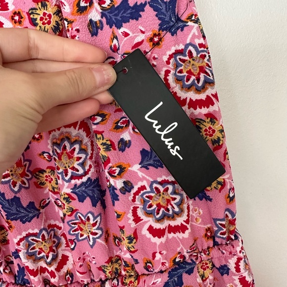 Lulu’s parrot cay pink floral halter romper NWOT - Picture 5 of 8